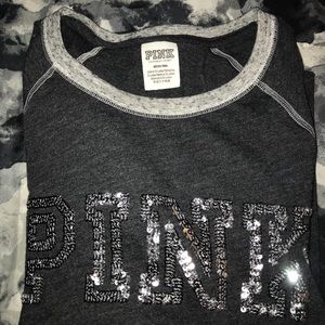 VS PINK sequined crew-neck long-sleeved Jersey